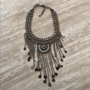 Silver Bohemian bib statement necklace